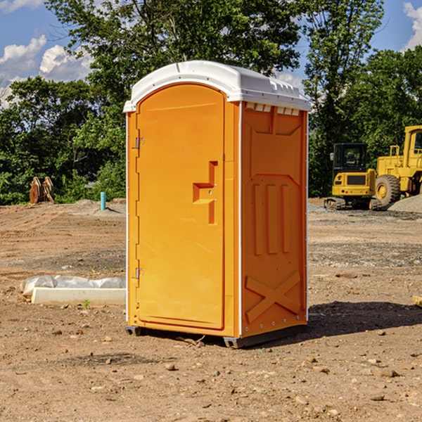 how often are the portable restrooms cleaned and serviced during a rental period in Hartshorn MO